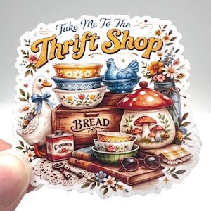 Take Me To The Thrift Shop Vintage Waterproof Vinyl Sticker RTS