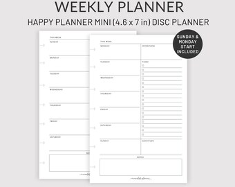 Happy Planner Mini Weekly Planner Printable, Weekly Agenda & Organizer, Weekly to Do List, Instant Download, Undated, HPM/Letter/A4