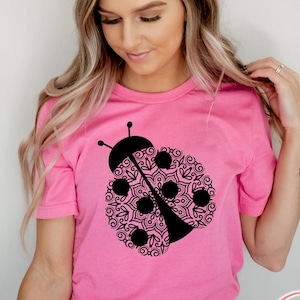 Ladybug Shirt, Cute Ladybug T-Shirt, Flower Shirt, Animal Shirt, Kids Ladybug Tee, Cute Mandala Shirt