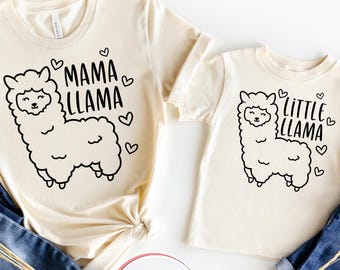Mommy and Me Shirts, Mama Llama Shirt, Baby Little Llama, Baby Shower Boy Girl Gift, Mom Daughter Matching Shirts, Mother Son Outfits
