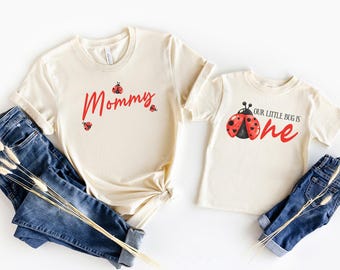 Ladybug Matching Shirts, Ladybug Birthday Family Shirts, First Second Birthday Shirt, Cute Bug Theme Party Outfit, Mommy and Me Ladybug Tees