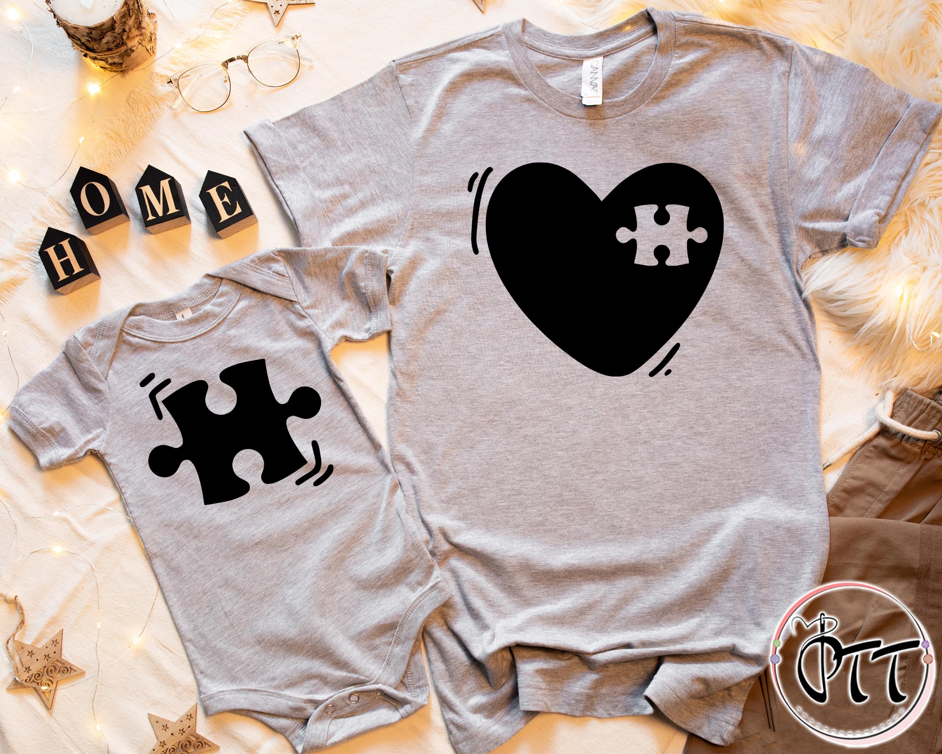 Mommy and Me Heart Matching Set, Missing Piece Set, Mom and Son, T