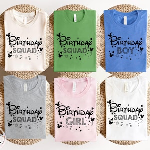 Disney Birthday Matching Shirts, Disneyland Disneyworld Family Trip, Birthday Squad