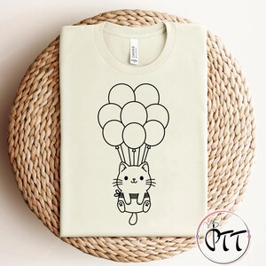 Cat Shirt, Kitten Kitty T-Shirt, Cute Balloon Cat Animal Lover Kids Tees, I Love Cats, Funny Present Gift, Whiskers Face, Cat Mom Cute Shirt