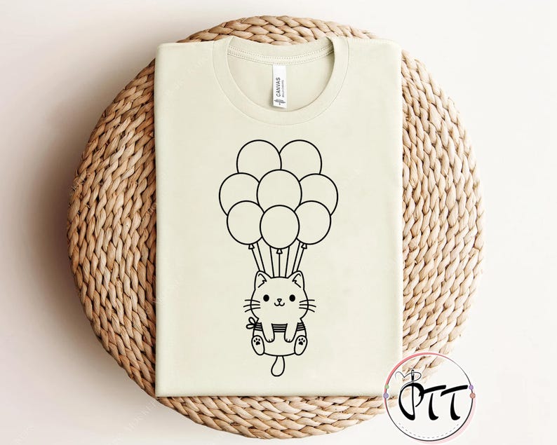 Cat Shirt, Kitten Kitty T-Shirt, Cute Balloon Cat Animal Lover Kids Tees, I Love Cats, Funny Present Gift, Whiskers Face, Cat Mom Cute Shirt