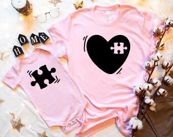 Mommy and Me Heart Matching Set, Missing Piece Set, Mom and Daughter, Baby Shower New Mom Gift, Baby Announcement