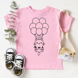 Cat Shirt, Kitten Kitty T-Shirt, Cute Balloon Cat Animal Lover Kids Tees, I Love Cats, Funny Present Gift, Whiskers Face, Cat Mom Cute Shirt