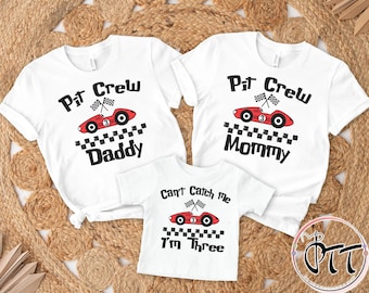 Cant Catch Me Im Three Car Race Birthday Shirt, Pit Crew Birthday Shirt, Family Third Birthday Party, Birthday Boy Shirt, 3rd Birthday Tees