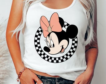 Disney Characters Retro Checkered Shirt, Disney Matching Tee, Disney Family Trip Tshirts, Mickey & Co. Women Tank Top