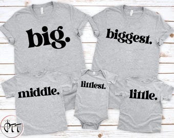 4th Sibling Shirts, Big Middle Little Littlest Bodysuits and Tees, Family Matching Shirts, Fourth Baby Announcement, Brother Sisters Shirts