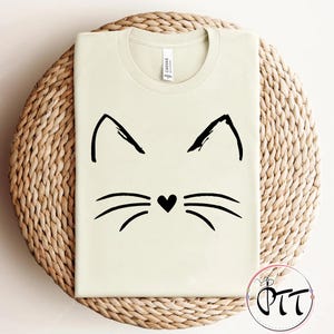 Cute Cat Shirt, Kitten Tee, Kitty T-Shirt, Animal Lover Kids Tees, I Love Cats, Funny Present Gift, Whiskers Face, Cat Mom Cute T Shirt
