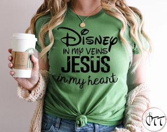 Disney Womens Shirts, Disney In My Veins Jesus In My Heart Shirt, Disneyworld Family Shirts, Epcot Disney Tees, Disneyland Shirts