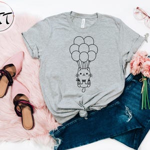 Cat Shirt, Kitten Kitty T-Shirt, Cute Balloon Cat Animal Lover Kids Tees, I Love Cats, Funny Present Gift, Whiskers Face, Cat Mom Cute Shirt