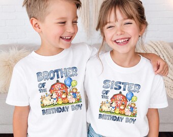 Custom Farmhouse Birthday Matching Shirt, Farm Birthday Family Shirts, Birthday Barnyard T-Shirt, Bday Boy Farm Toddler Shirt, Farm Animal