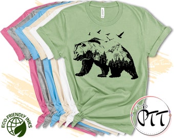 Mountain Bear Shirt, Bear T Shirt, Wilderness Travel Tee, Wanderlust, Mountain Camp, Graphic Tee, Camping Shirt, Outdoor Shirt, Hiking Shirt