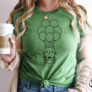 Cat Shirt, Kitten Kitty T-Shirt, Cute Balloon Cat Animal Lover Kids Tees, I Love Cats, Funny Present Gift, Whiskers Face, Cat Mom Cute Shirt