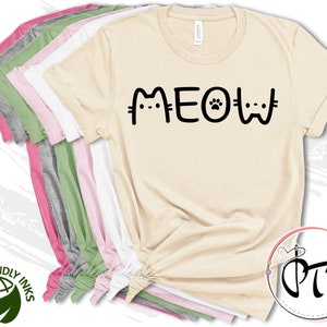 Meow Cute Cat Shirt, Kitten Kitty T-Shirt, Animal Lover Kids Tees, I Love Cats, Funny Present Gift, Whiskers Face, Cat Mom Cute T Shirt
