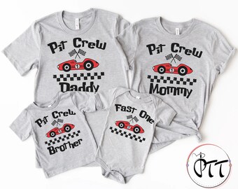 Fast One Pit Crew Birthday Shirt, Car Race First Birthday Shirt, Family First Birthday Party, Birthday Boy Shirt, Fast One 1st Birthday Tees