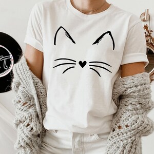 Cute Cat Shirt, Kitten Tee, Kitty T-Shirt, Animal Lover Kids Tees, I Love Cats, Funny Present Gift, Whiskers Face, Cat Mom Cute T Shirt
