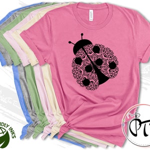 Ladybug Shirt, Cute Ladybug T-Shirt, Flower Shirt, Animal Shirt, Kids Ladybug Tee, Cute Mandala Shirt