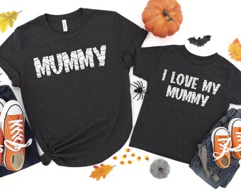 Mummy I Love My Mummy Halloween Matching Mom /& Child Shirts Dark Grey Heather T-Shirt Halloween Matching Mom and Son or Daughter