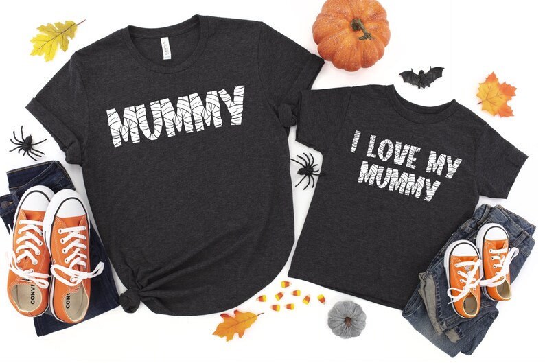 Mummy I Love My Mummy Halloween Matching Mom /& Child Shirts Dark Grey Heather T-Shirt Halloween Matching Mom and Son or Daughter