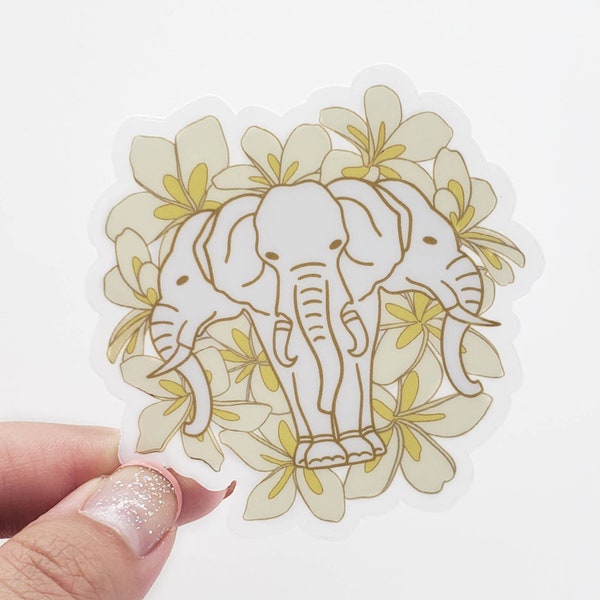 Lao Three Headed Elephant w/ Plumerias Sticker