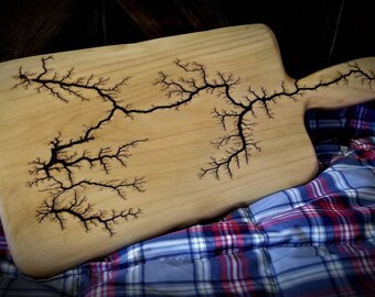 White Oak with Blue Pearl Epoxy Family Tree Lichtenburg Fractal Wood burning