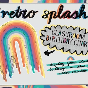 Classroom Birthday Display- Retro Paint Drip Rainbow