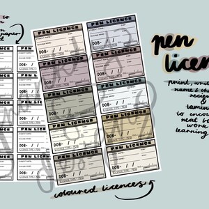 Printable Pen Licences for the Classroom- Neutral Rainbow