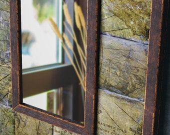 Nautical Map Mirror – Handmade Coastal Stone Decor