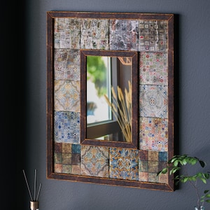 travertine stone mirrors for wall, neutral boho mirrors decorative mirror for living room, entryway mirrors for office, 3 year anniversary
