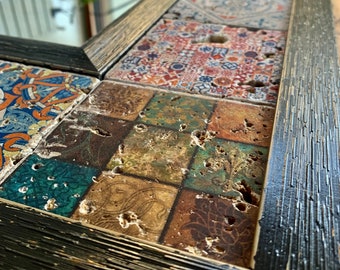 Handmade Boho Tile Mirror for Wall Decor, Eclectic Entryway or Bedroom Gift
