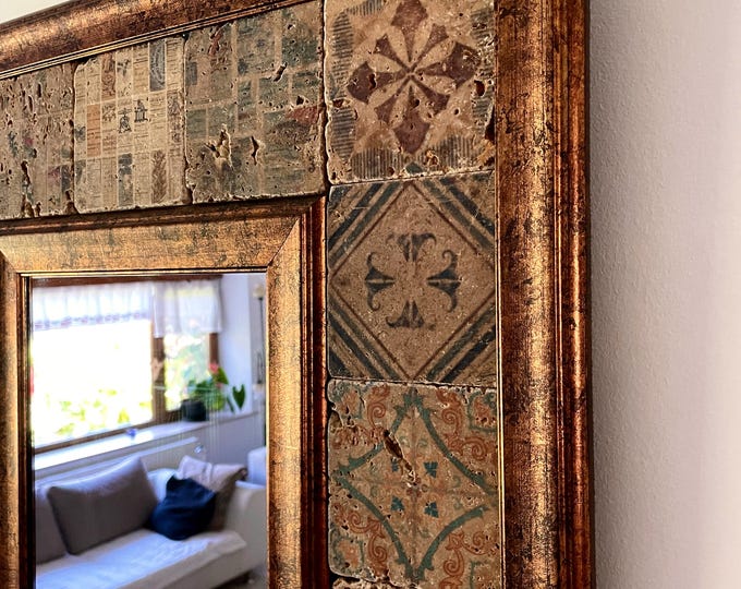 Featured listing image: Handcrafted Travertine Stone Wall Mirror, Rustic Boho Turkish Farmhouse Decor, Custom Sizes Available