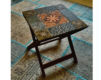 手作りのコーヒーテーブル、アンティークの折りたたみテーブル