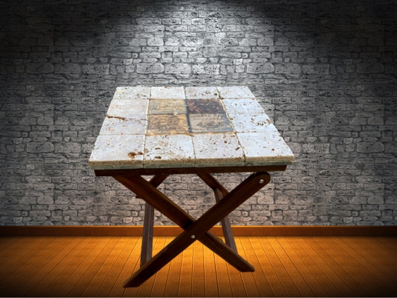 Foldable Side Table for Living Room Coastal Decor Beach House