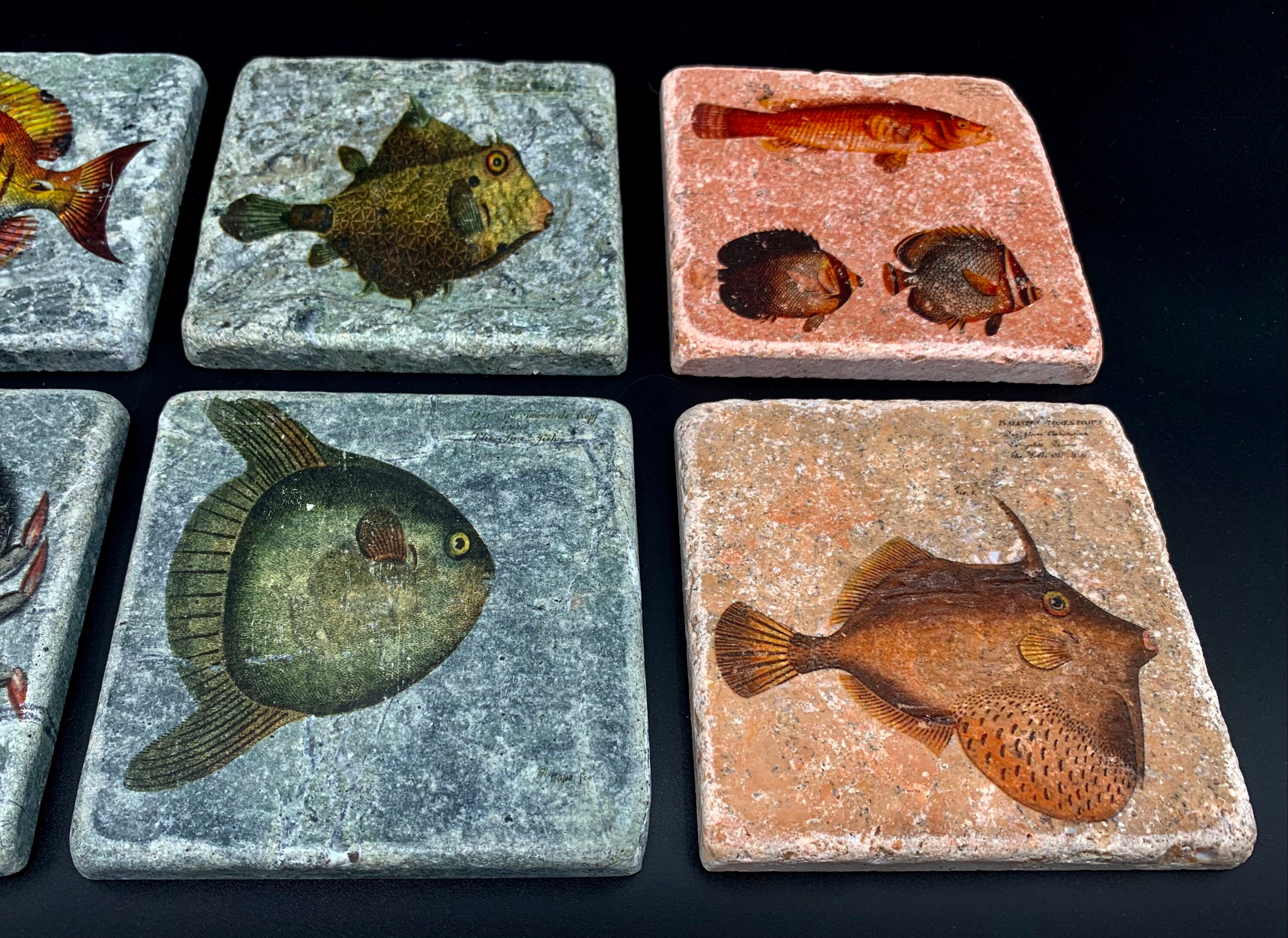 8 Ceramic tile coasters Travertine coasters Vintage ceramic Etsy