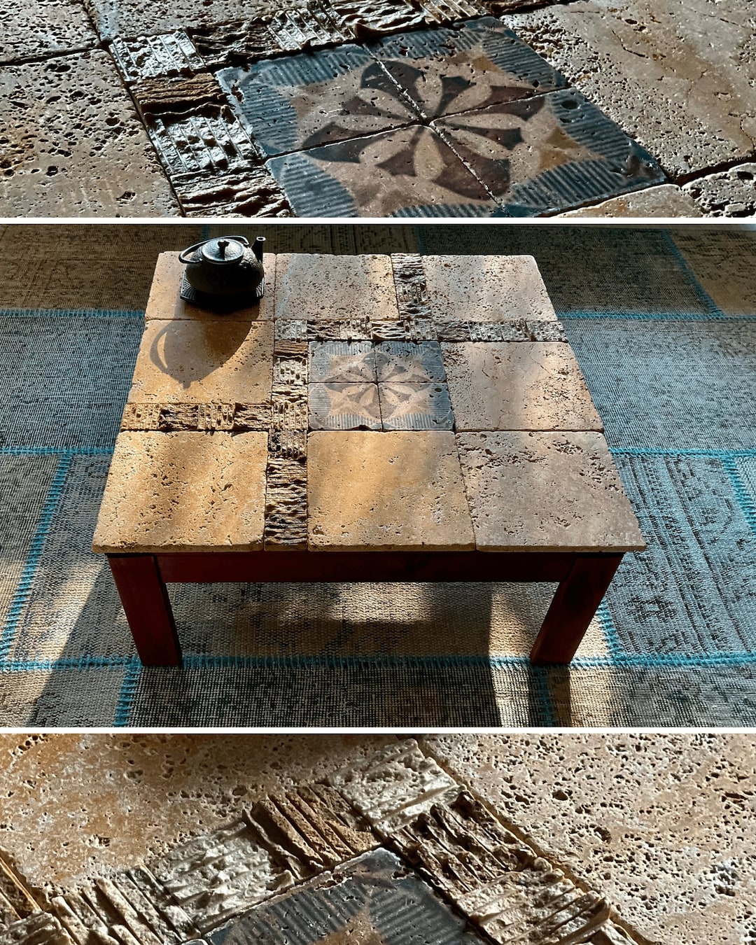 Custom Travertine Coffee Table for Living Room, 5th Anniversary Gift ...
