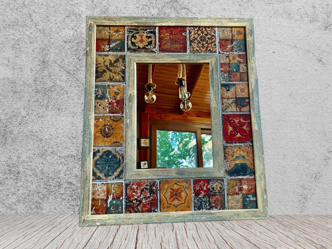 Boho Vanity Mirror for Wall, Eclectic Office Decor for Women, 3rd