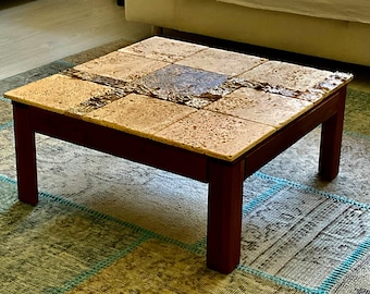 Turkish Travertine Coffee Table | Travertine Coffee Table | Classic Antique Italian | Personalized Furniture | Acacia Wood Table