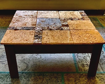 Turkish Travertine Coffee Table | Travertine Coffee Table | Classic Antique Italian | Personalized Furniture | Acacia Wood Table