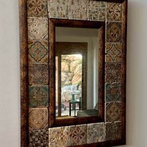 Rustic Travertine Stone Mirror, Gorgeous Statement Mirror, Traditional Aesthetic Mirror, Handmade Turkish Mirror, Quirky Boho Turkish Décor