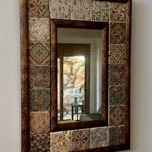 Rustic Travertine Stone Mirror, Gorgeous Statement Mirror, Traditional Aesthetic Mirror, Handmade antique Mirror, Quirky Boho Turkish Décor