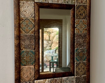 Rustic Travertine Stone Mirror, Gorgeous Statement Mirror, Traditional Aesthetic Mirror, Handmade Turkish Mirror, Quirky Boho Turkish Décor