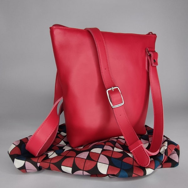 Sac à bandoulière en cuir rouge