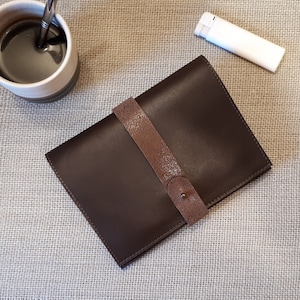 Dark brown leather tobacco pouch