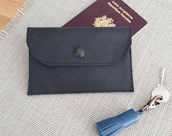 Black leather passport holder