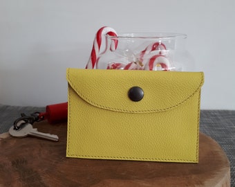 Yellow leather card holder