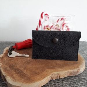 Black leather card holder