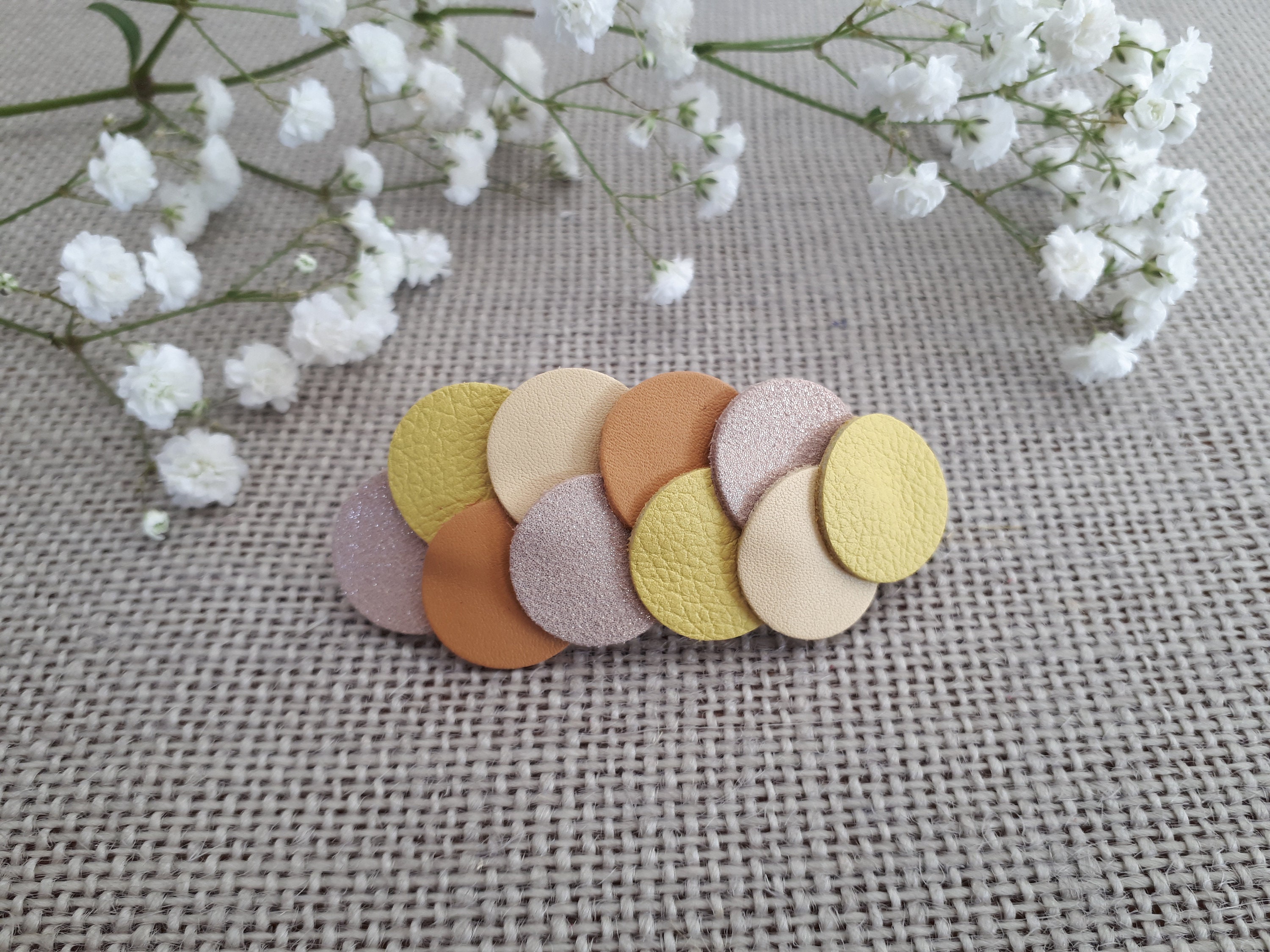 Yellow and Gold Leather Barrette - Etsy display picture 3